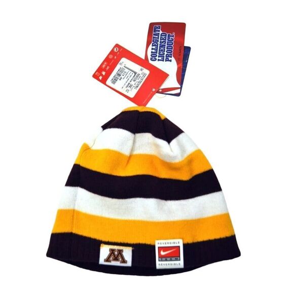 NWT MN Gophers Nike Reversible Beanie Hat Skull Cap Striped / crochet O/S Team - Picture 4 of 4
